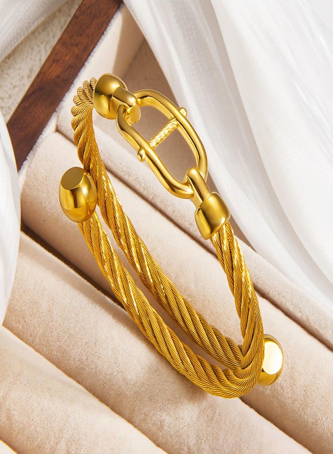 Yuangu Gold Bracelets for Men Friendship Love Bangle Bracelets Adjustable Stainless Steel Cuff Bracelet Jewelry Birthday Gifts for Mens Womens (Gold) - Image 3